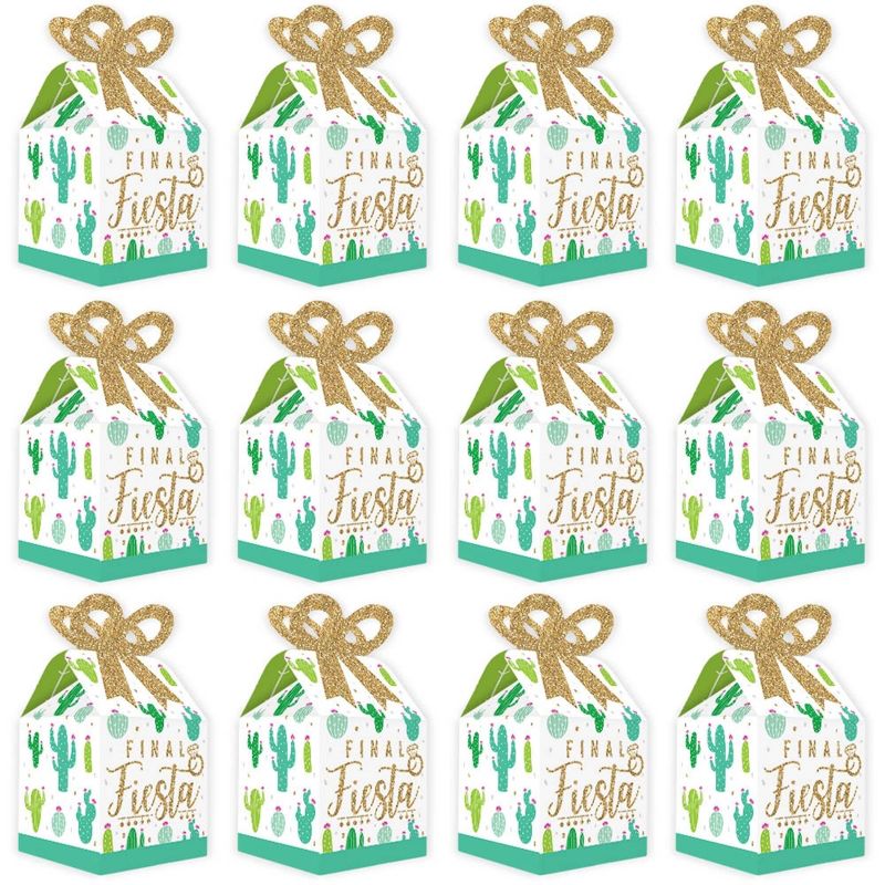 Big Dot of Happiness Final Fiesta - Square Favor Gift Boxes - Last Fiesta Bachelorette Party Bow Boxes - Set of 12, 5 of 9