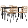 vidaXL Garden Dining Set Black Steel, Polyethylene, Tempered Glass Medium - Brown 55.1" Table Length 4 Items - 3 of 4