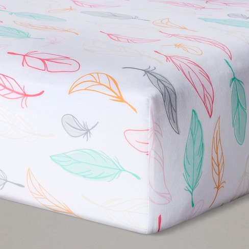 Fitted Crib Sheet Feathers Cloud Island Pink Target