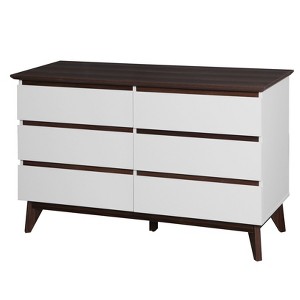 VANIRROR 6 Drawer Storage Cabinet Dresser, Wood Storage Tower Clothes Organizer, Wide Chest of 6 Drawers for Bedroom, Hallway, Entryway Living Room - 1 of 4