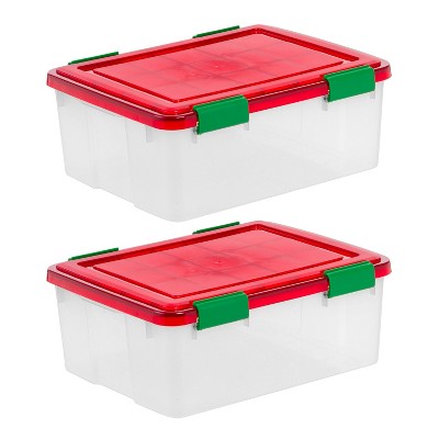 IRIS 2pk 30qt Weatherpro Holiday Storage Totes