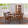 HomeStock 5-Piece Mahogany Finish Solid Wood Top Dining table with 4 Chairs with Drop Leaf Slat Back - 2 of 4