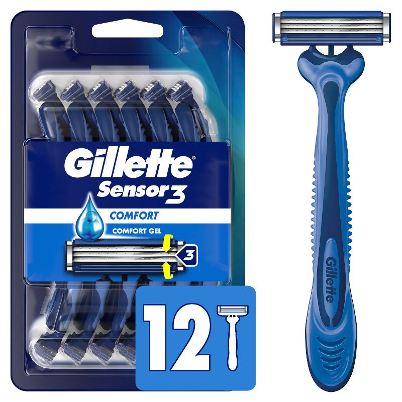 Gillette Sensor3 Comfort Men&#39;s Disposable Razors - 12ct, 1 of 9