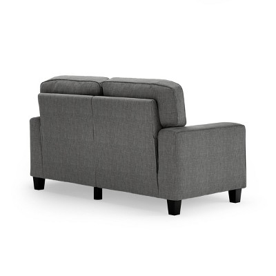 Gray Microfiber Track Arm Loveseat with Removable Cushions