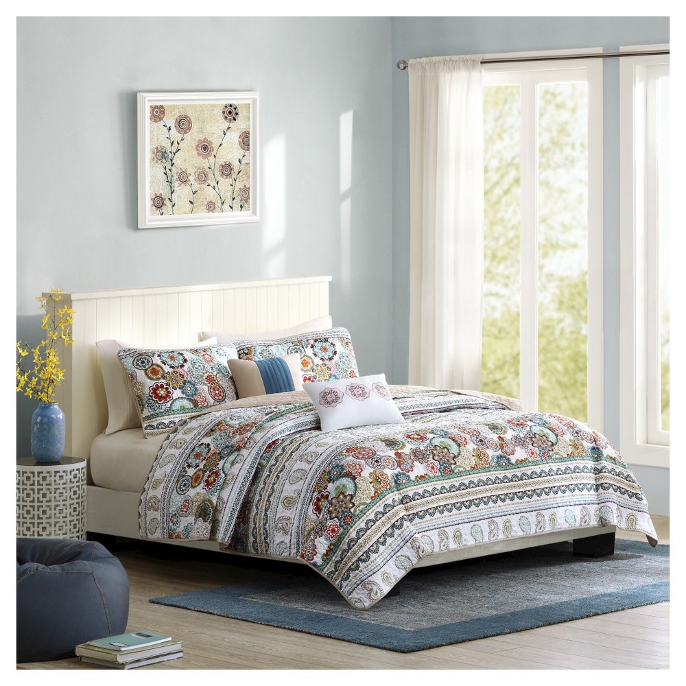 Photos - Duvet 4 Piece Twin/Twin Extra Long Dana Medallion Quilted Multiple Piece Coverle