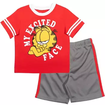 Garfield Little Boys Short Sleeve T-shirt & Athletic Mesh Shorts Set Red /  Grey : Target