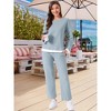 INSPIRE CHIC Women's Cotton Pajamas Waffle Long Sleeves Top and Pants with Pockets Lounge Sets - 2 of 4