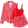Lands' End Women's Cooling 3 Piece Pajama Set - Long Sleeve Top Cami and Shorts - 3 of 4