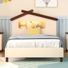 Wood Bed Frame With House-Shaped Headboard Motion Activated Night Lights 300LBS Max Load Easy Assembly Platform Bed - 2 of 4