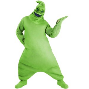 HalloweenCostumes.com Adult Oogie Boogie Costume | Disney Nightmare Before Christmas Green Jumpsuit with Mouth Mover Mask - 1 of 4