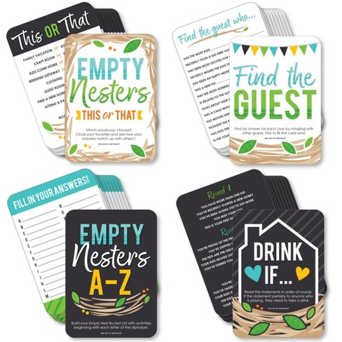 Big Dot of Happiness Empty Nesters - 4 Empty Nest Party Games - 10 Cards Each - Gamerific Bundle - image 1 of 4