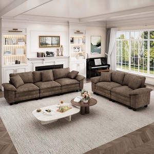 Captiva Designs Cloud Modular 5-Piece Sectional Sofa Set, Living Room Couch with Lounge Comfort, Corduroy & Chenille Fabric - 1 of 4