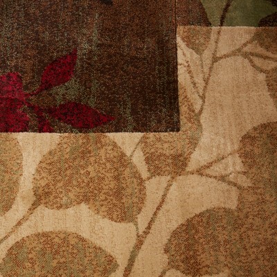 Amelia Red and Brown Floral Synthetic Area Rug