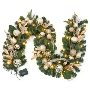 6ft Lighted Christmas Garland, Artificial Pre Lit Xmas Garland Decorations - 1 of 4