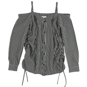 bar III Womens Striped Off the Shoulder Blouse - 1 of 2