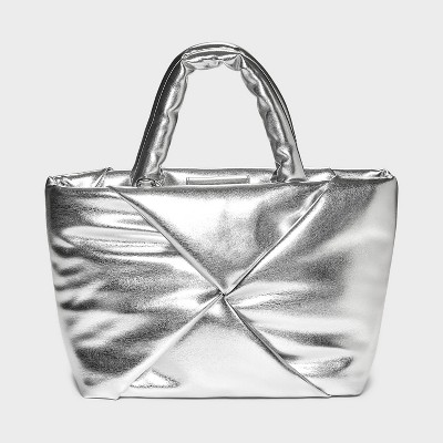 Sexydance (White) Women Checkered Tote Shoulder Bag Purse PU Leather Handbag Bag with Inne