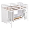 Full Size Loft Bed Frame with Wardrobe, Low Storage Table and Storage Staircase - ModernLuxe - 4 of 4