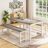 Hooseng 3-Piece Dining Table Set wtih 2 Benches, Farmhouse Style Dining Room Set for 4, Particle Board Table Top and Robust Metal Frame Dinette Set - 3 of 4