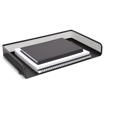 MyOfficeInnovations Side Load Stackable Metal Letter Tray Matte Blk 24402477