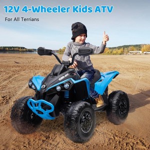 Kids Ride On Electric ATV, 12V Ride On Toy, Toddler Battery Powered 4-Wheeler Quad ATV Car with 2x35W Motors, High Low Speeds, LED Lights, Music - 1 of 4