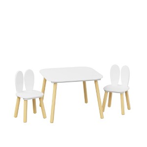 Dolonm Kids Table and Chairs Set, Toddler Wood Activity Play Table - 1 of 4