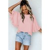 Amaryllis Women's Ruffle Sleeve Blouse Elegant Mock Neck Relaxed Fit Lightweight Versatile Chic - 2 of 4