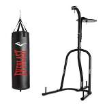 Everlast Dual Station Heavy Duty Powder Coated Steel Heavy and Speed Bag Stand and NevaTear 70 Pound Hanging MMA Boxing Heavy Punching Bag