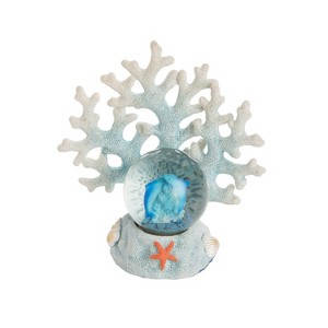 Beachcombers 45MM RESIN BLUE CORAL DOLPHIN WATERBALL - 1 of 2