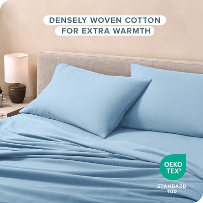 Light Blue Cotton Flannel Standard Pillowcase Set