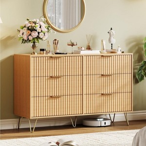 coucheta 47" Fluted Dresser for Bedroom with 6 Drawers, Modern Chest of Wooden Chest with Metal Handle, for Living Room, Hallway, Entryway - 1 of 4