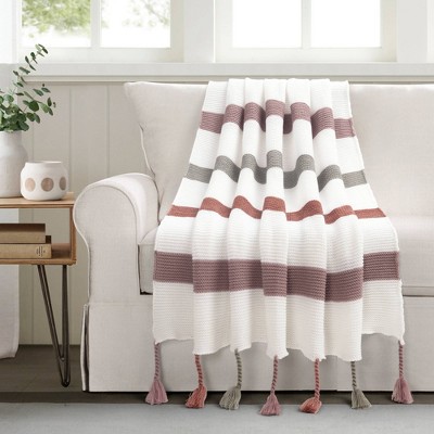 50"x60" Boho Knitted Braided Tassel Throw Blanket - Lush Décor