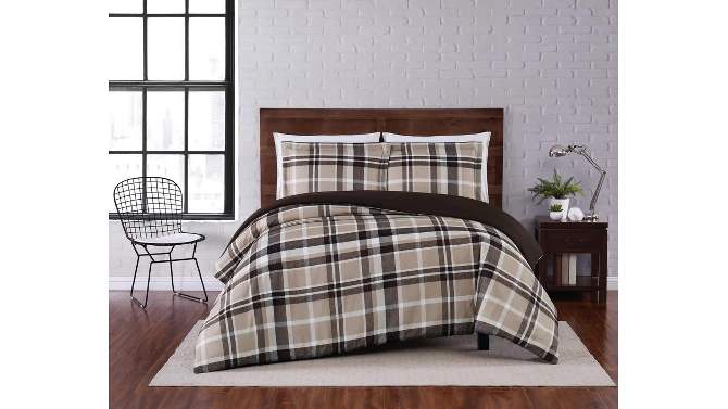 Paulette Plaid Duvet Cover Set Taupe - Truly Soft, 2 of 6, play video