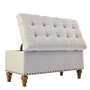 Hrinhom 36.6"W Linen Storage Bench, Wooden Leg Footstool,Ottoman With Rivet Trim - 3 of 4