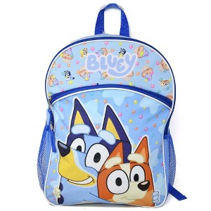 Mochila escolar de nylon azul de Bluey y Bingo de 16" para niños y niñas de 3+ años