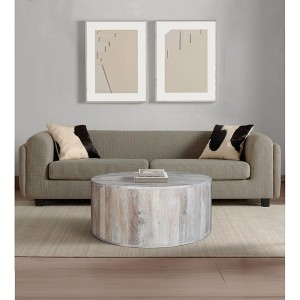 Royal Hampton 36 Inch Coffee Table, Handcrafted Drum Shape | Mango Wood - 1 of 1