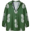 Nlife Women Pineapple Printed Lapel Collar Half Sleeves Buttons Down Blouse Shirt - 2 of 4