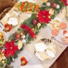 6FT Pre-Lit Christmas Garland with 20 LED Lights, Xmas Garland with Red, Gold & Silver Ball Ornaments, Flowers, Ribbons, for Indoor Outdoor - 3 of 4
