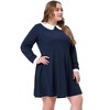Agnes Orinda Women's Plus Size Long Sleeve Peter Pan Collar Elegant Formal Midi Flare A Line Dresses - 3 of 4