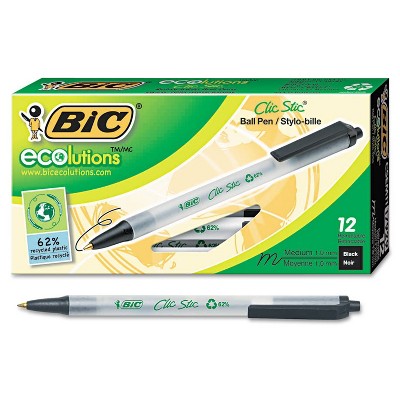 BIC Ecolutions 12pk Clic Stic Ballpoint Retractable Pen Black