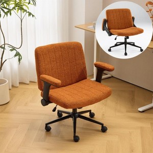 VINGLI Criss Cross Chair with Adjustable Flip-Up Arms,Cross Legged Chair with Wheels,Extra Wide Office Chair,Desk Chair,Starry Chenille - 1 of 4