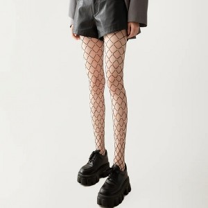 Anna-Kaci Women's Rhinestone Fishnet Tights with Stretch Fit, Diamond Pattern Sheer Stockings, One Size Fits Most / Black