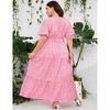 BLUEMING Summer Maxi Dress for Plus Size Women Tie Wasit Surplice Dress Flutter Sleeve A-Line Dress - 2 of 4