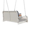 NAYSAYE Patio Swing PE Wicker 2 Seater Porch Swing with Cushions and Chains for Backyard Relaxation, Grey and White, 23.03"*21.25"*35" - 3 of 4