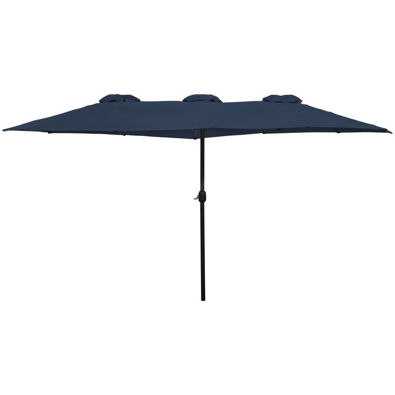 Northlight 15' Outdoor Patio Market Umbrella with Hand Crank, Navy Blue, 1 of 7
