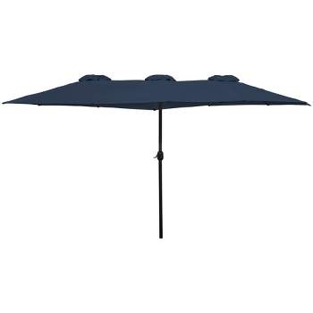 Northlight 15' Outdoor Patio Market Umbrella with Hand Crank, Navy Blue