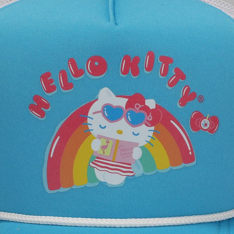 Hello Kitty Rainbow Pool Float Men's Light Blue Foam Trucker Hat, 3 of 7