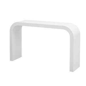 Gulches 52 in White Rectangular MDF Console Table with Sled Base Modern Minimalist Stable Frame - 1 of 4