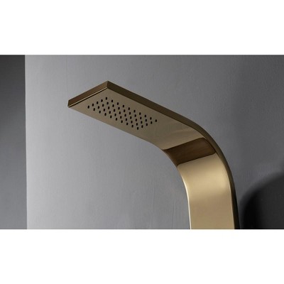 Black and Gold 60'' Modern Brass Shower Panel System with Rainfall Shower Head