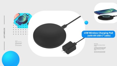 15W Wireless Charger Pad (Cable/TA O) Black