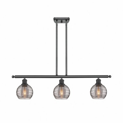 Athens Deco Swirl - 3 Light Island In Industrial Style-9 Inches Tall and 36 Inches Wide